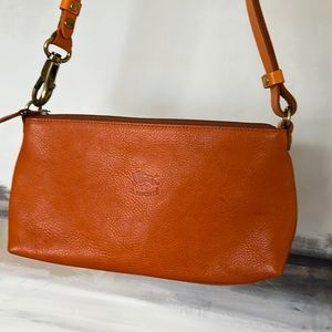 Il Bisonte Shoulder Clutch sized purse in Orange Leather